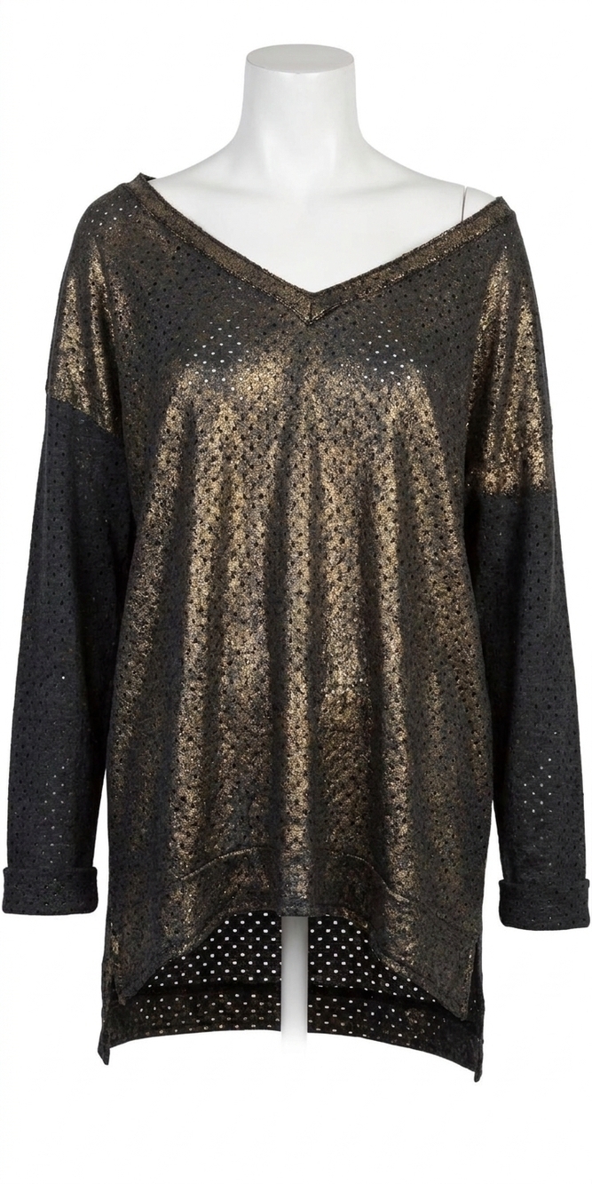 NEW GIGI MODA il foro long sleeve top in charcoal